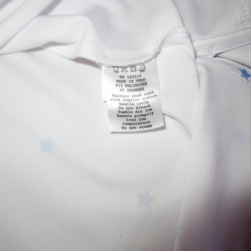 RENWICK Quarter-Zip Mock Neck Golf Top Size L White Periwinkle Star Print White - Picture 8 of 8